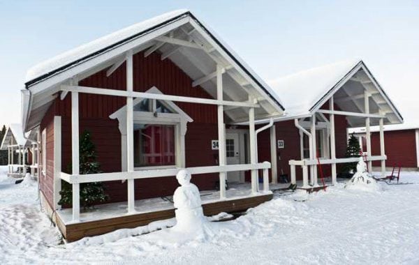 The house is painted in white and brown.