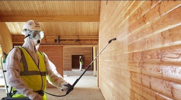 Spraying wood with a spray gun