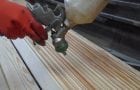 Spray painting wood