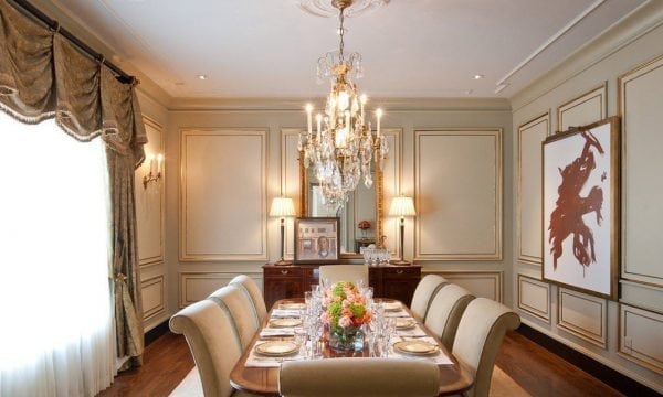 Gilded moldings in the dining room