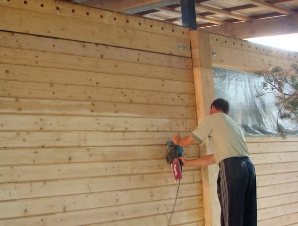 Sanding a wooden surface