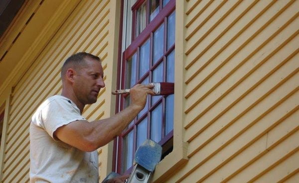 The process of painting window slopes