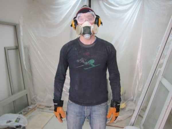 Respirator and safety glasses when painting