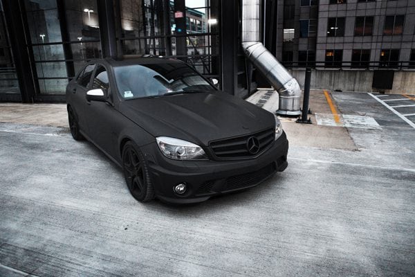 Matte black paint on a car