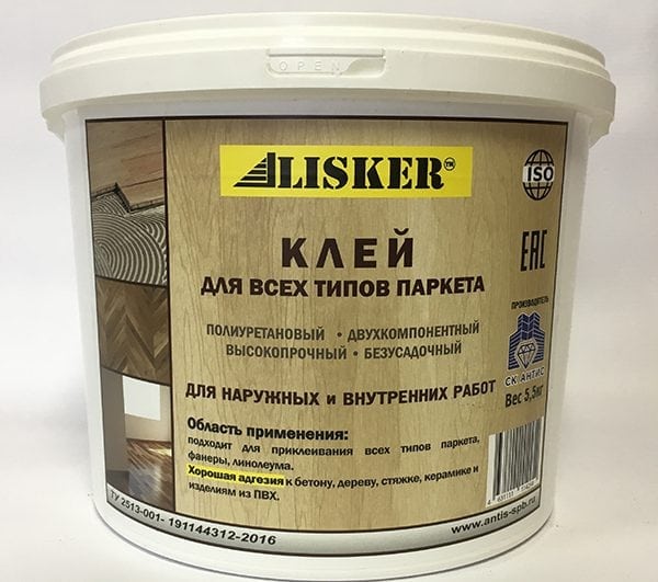 For parquet from ash, oak and larch, it is recommended to use polyurethane adhesive