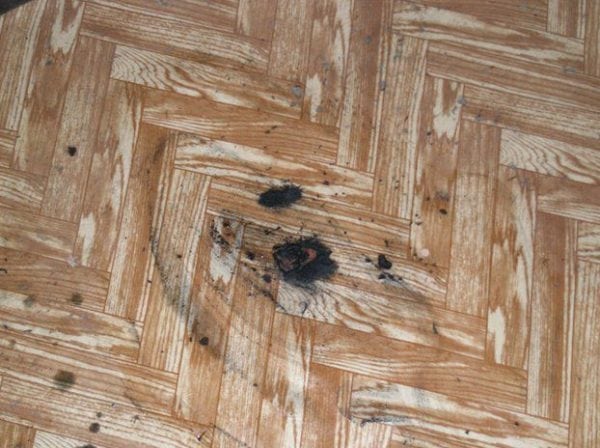 Repair of burnt linoleum