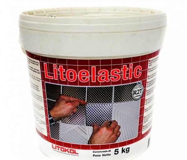 Two-component adhesive for ceramic tiles and natural stone