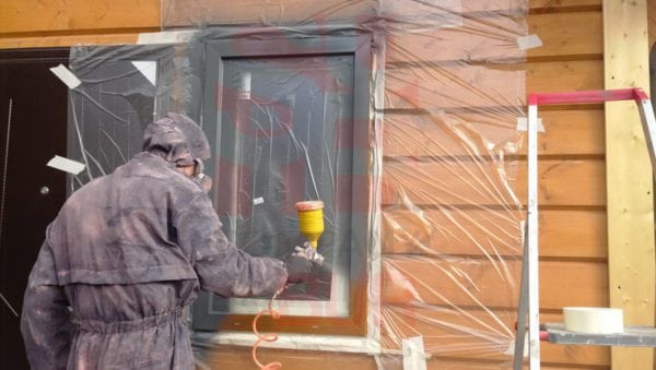 Enamel spraying on PVC windows