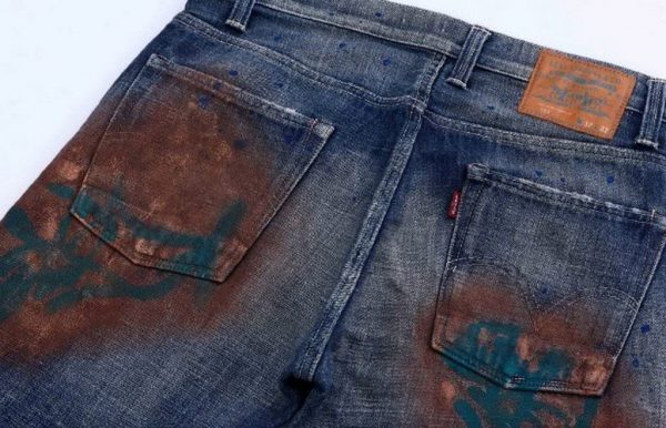 Traces of rust on denim pants