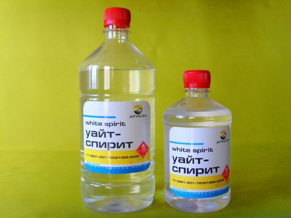 White spirit is suitable for removal from hard surfaces.