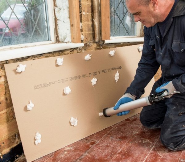 Using mounting foam to mount drywall