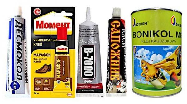 Varieties of shoe glue