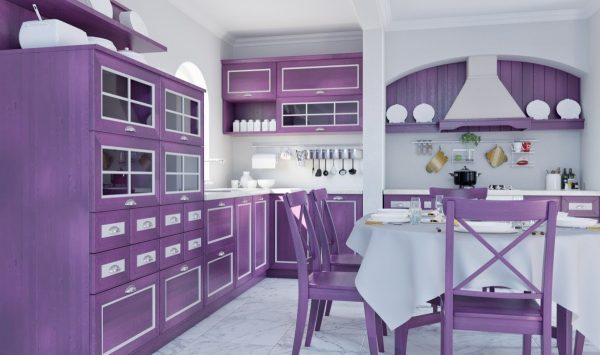 Lavender furniture in the kitchen