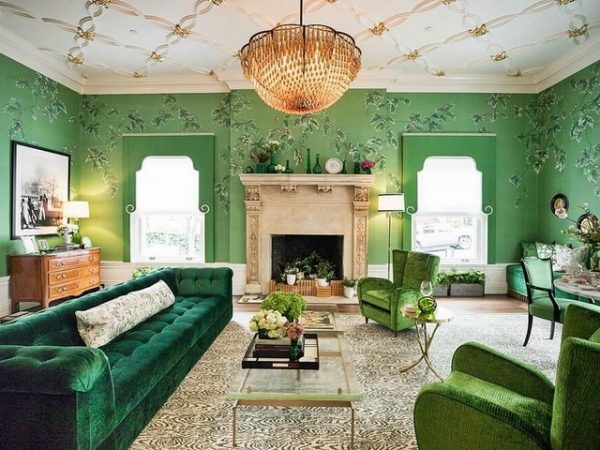 Green wallpapers and furniture