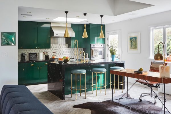 Dark green kitchen