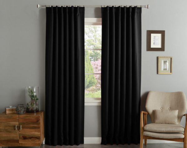 Dark curtains in the room