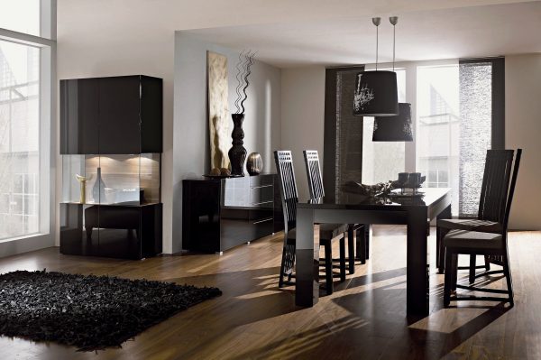 The use of black furniture in the interior