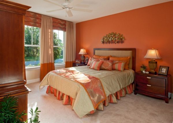 Terracotta color in the bedroom