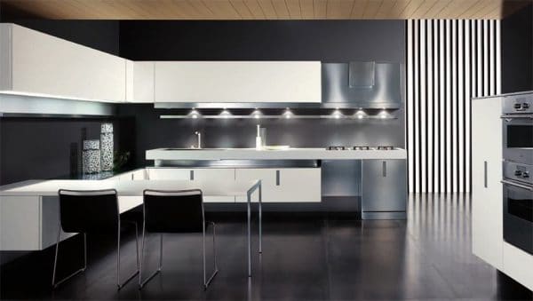 Modern black and white kitchen