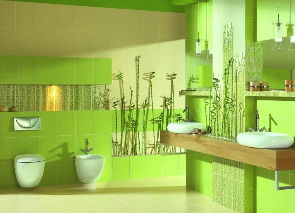 Green bathroom decoration