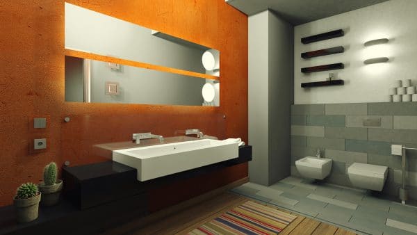 Gray-orange bathroom