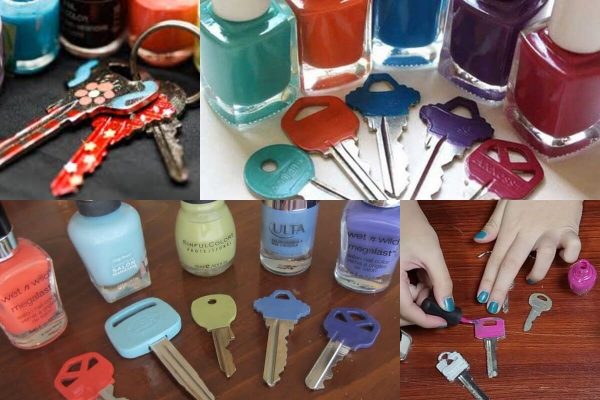 Key marking with nail polish