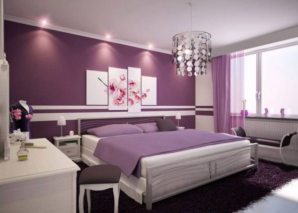 Bedroom made in lilac color