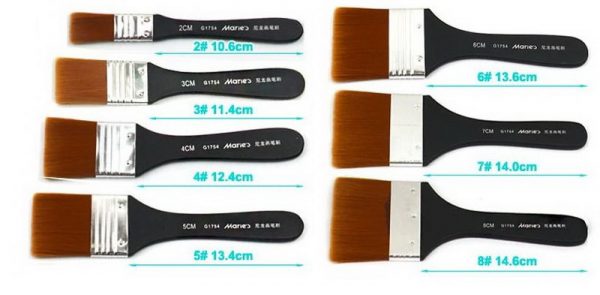 Set of different size flush brushes