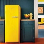 Yellow fridge in the kitchen