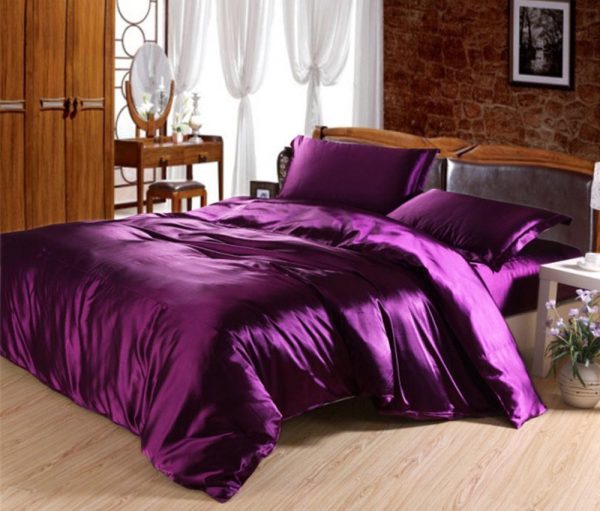 Satin bedding in the bedroom