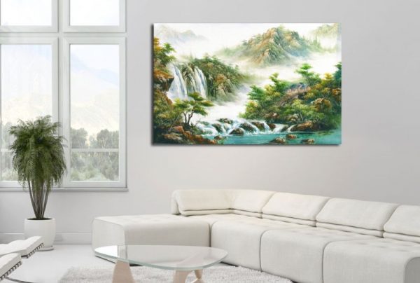 Painting on canvas in the interior - waterfalls