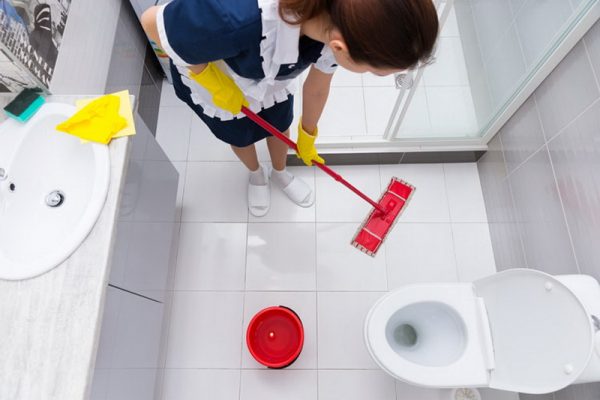 Ease of cleaning is important for the bathroom floor.