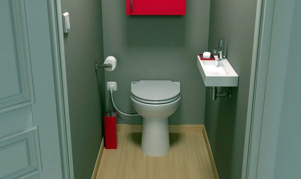 Compact plumbing for a small bathroom