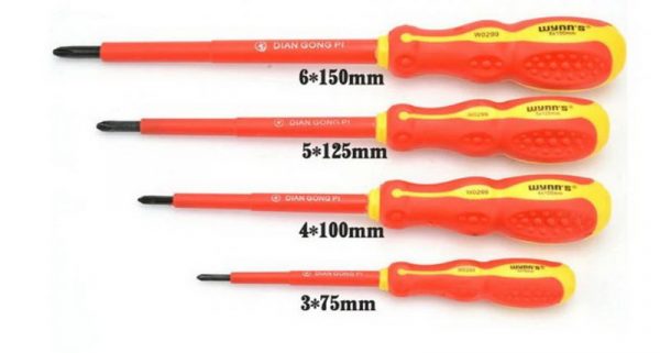 Set of magnetic screwdrivers for electrician