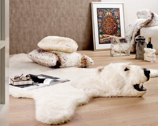 Carpet polar bear skin