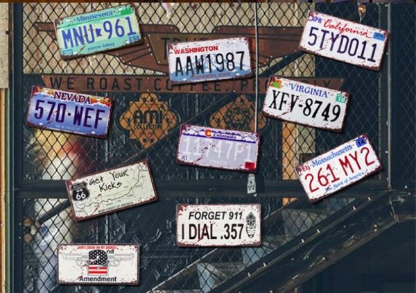 Retro style decorative number plates