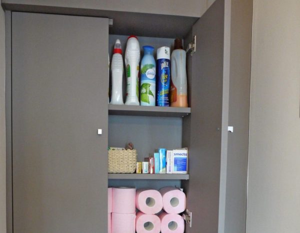 Built-in closet in the bathroom