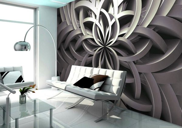 Abstract 3D mural in hi-tech style