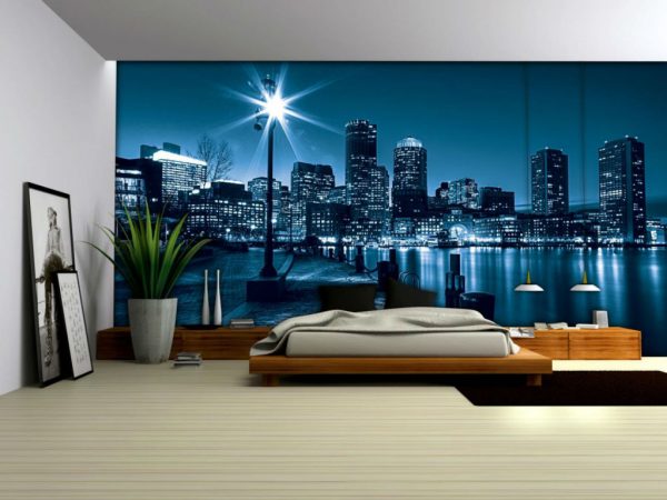 Wall mural night city in the interior