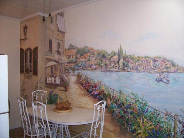 Dapur bergaya mural Provence