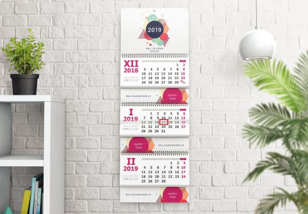 Kalendar kalendar pada dinding