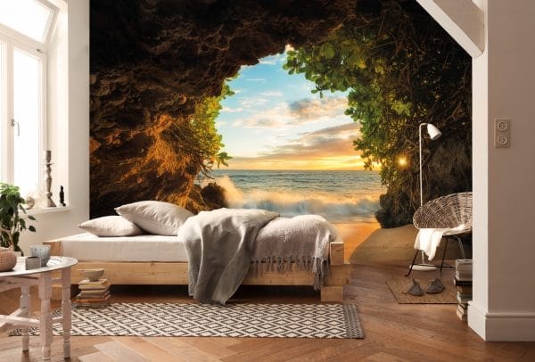 Wallpaper 3D Panoramik di dalam bilik tidur