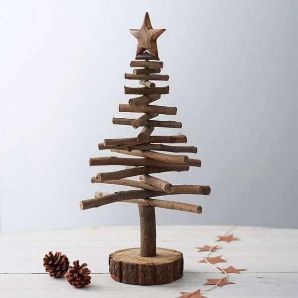 Christmas tree made of wooden slats