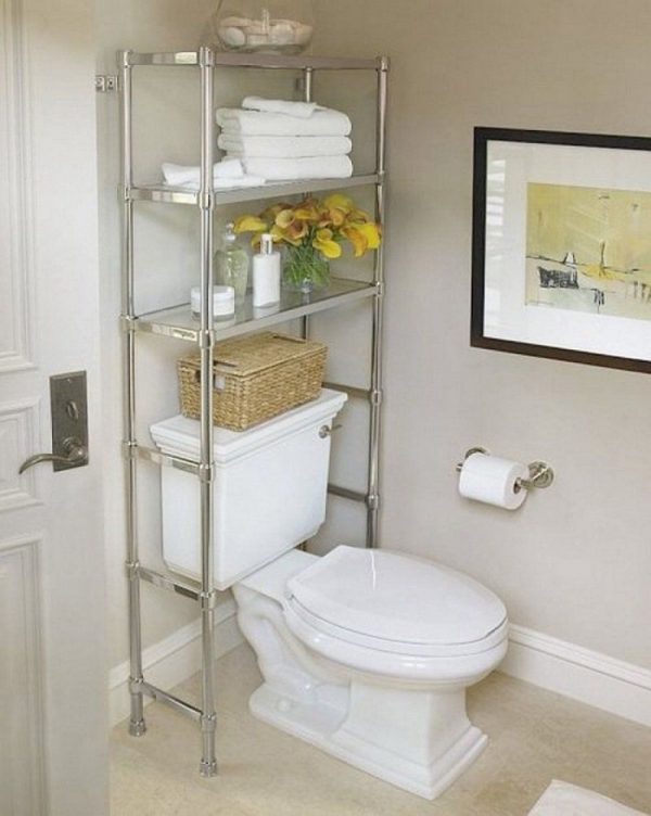 Shelves in the bathroom over the toilet