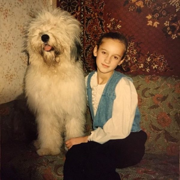 Little Olga Buzova with her dog