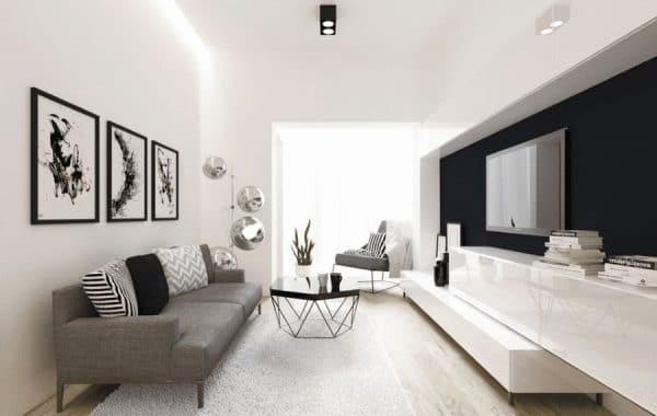 White interior of the living room