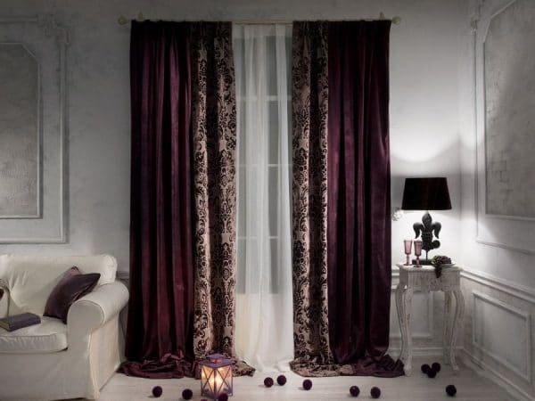 Heavy curtains in the interior of the room