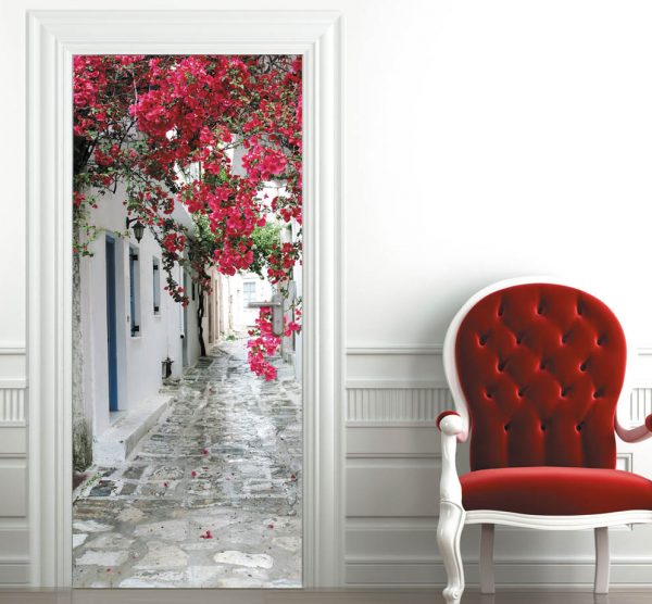 Door decoration with photo wallpaper