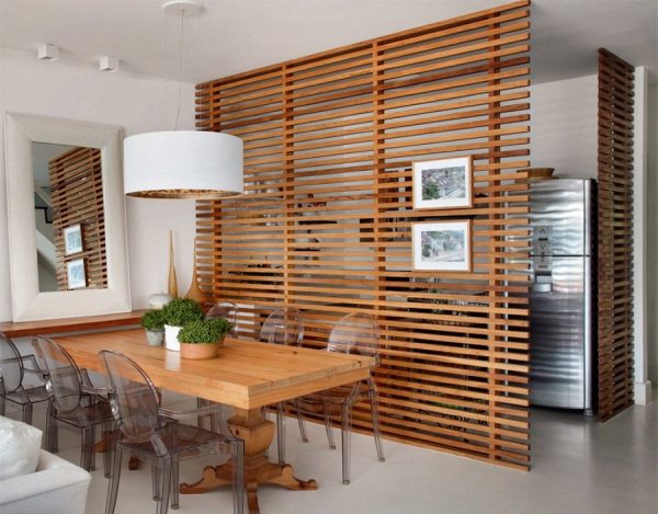 Wooden battens partition