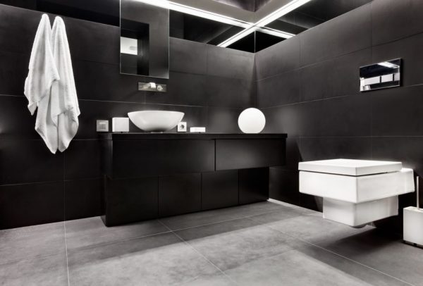 Dark bathroom interior